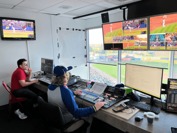 Sahlen Field baseball stadium uses Titler Live Broadcast for live event graphics newbluefx